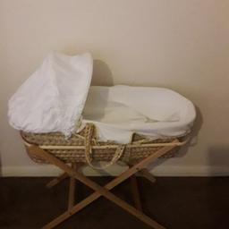 moses basket and stand,comes with everything,little one has grown out of it,from non smoke and pet home.
