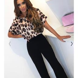 Pink Boutique jumpsuit leopard print and black wide leg size 12 worn Ones cost £32