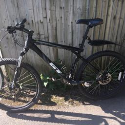 Well used and well loved bike. Selling due to upgrade to full suspension bike. 
£500 new
Shimano deore XL gearing
Front and back disc brakes
Superficial damage to right hand brake (as shown).  It leaked during storage but has been serviced since. 
Probably needs a bit of tlc as not been used  for a while