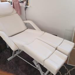 Massage and Beauty bed in very good condition, been used only couple of times you. The back and the leg part movable for sitting or Flat position. Is been cost 150£ new one.