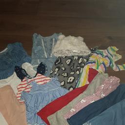 3 x denim dresses, denim playsuit, grey leopard jumpsuit, striped jumpsuit, hat, pink leggings, 2 x swimsuits, white dress, 3 x dresses, pink popper top.

4 x Shorts, 2 x Leggings, Pink top, jeans pants, striped playsuit.

mini mouse sleepsuit with tags

size 9-12 months

used
smoke and pet free home
collection only