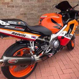 Swap/Sale for either Honda CBR125R or Yamaha YZF-R125 if not will take cash.. it need to be in really good condition as mine and also have the V5

HONDA CBR 600 F4I 2001, REPSOL COLOURS
MOT TIL MAY 2020
IS IN EXCELLENT CONDITION FOR ITS AGE, JUST THE ODD MINOR AGE RELATED MARK.
GENUINE MILEAGE 16,655
POWER COMMANDER
QUICK SHIFT GEARS
TINTED SCREEN
SCORPION CAN WITH BRAND NEW FRONT PIPES IN STAINLESS STEEL
NEW CHAIN AND SPROCKETS
REAR HUGGER
CARBON LEVERS
CRASH BUNGS
REAR SEAT COVER.

Intereste