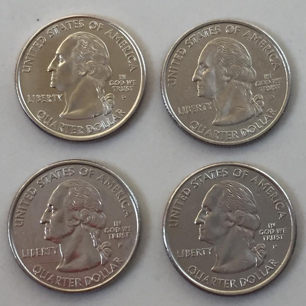 Zum Verkauf kommen vier 25 Cent Münzen der USA der folgenden Bundesstaaten:
Maryland 2000, Virginia 2000, New Hampshire 2000 und Kalifornien 2005. Die Münzen werden nur alle zusammen verkauft. Die Versandkosten (innerhalb von Deutschland) sind im Preis bereits enthalten. Kein PayPal.