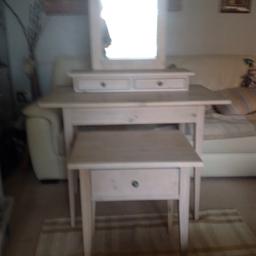 Simple bedrm dressing table + side table washed wood finish vgc.