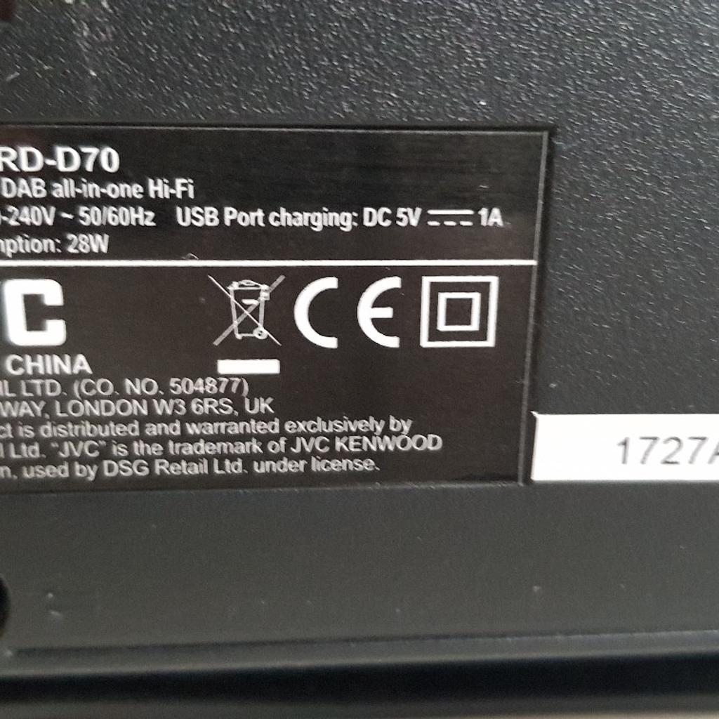 JVC Wireless DAB all in one HiFi System RD 70 in S60 Rotherham für £ 30 ...