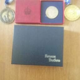 3 medals and king George coin boxed