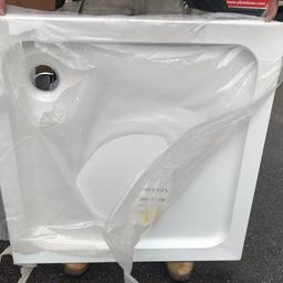 800x800 stone shower tray in white with waste and legs 