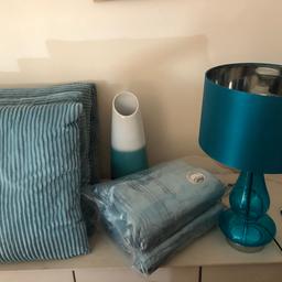 Duck egg blue curtains 88”drop 88” width of each curtain .
4 cushions
Vase
From smoke and pet free home VGC
Lamp not included
Collection Hatfield
OOS