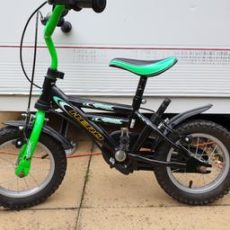less than one year old 
no tears or rips/damage
comes with stabilizers and parent handle (not pictured).
also have a kick stand brand new that will go with it.
perfect condition - cost £75 selling for £35