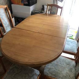 Lovely Teak table and 6 chairs lovely condition loads of live still in it ....... can make smaller or bigger with extension leaf in the middle
From pet and smoke free home
Collection Hatfield
OOS