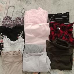 S-M
1x Kleid
4x Pullis
3x Shirts
2x Blusen

Mango, Divided, Koreanische Marke, Pulli&Bear