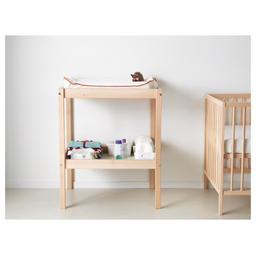 Very Good condition clean baby changing table unit with bottom shelf for storage.
(Baby changing mat for top shelf not included as obviously use your own).
Currently disassembled for transportation.