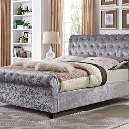 Brand new crushed velvet sleigh bed frames.

Available in different colours/materials.

Frame Only:
Single: £165.
Double: £195.
King: £215.

Including Orthopaedic mattress with memory foam top:

Single £225
Double £275
King: £295

Whatsapp/Phone: 07926 383 908.

Come and see us! Please call ahead.

Sleep8.co.uk
Ivy Business Centre, M35 9BG.
Opening hours:
Tues 10am-4pm
Thurs: 10am-4pm.
Sat: 10am-12:45pm.