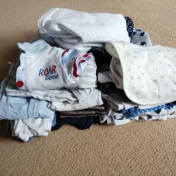 11 sleep suits, 8 vests, 4 tops, 6 trousers and a cardigan. All newborn, first size and up to 1 month. Various brands, quite a few from next. £5 for all, collection Forest Road, Burton.
