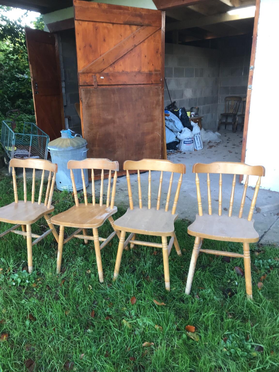 4 Solid Pine Dining Chairs in CH61 Wirral for £10.00 for sale Shpock