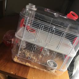 Your hamster will have so much fun in this cage, Nice compact hamster cage with bed feeding bowl and water bottle all in one! Include some bedding and a few bits and bobs!