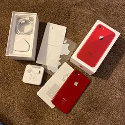 Red iPhone 8 64gb, on O2, full working order.
In original box, with charger & brand new earphones.