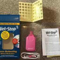 Bed wetting alarm to help children learn to stop wetting bed, only used a couple of times

From smoke and pet free home
Collection only