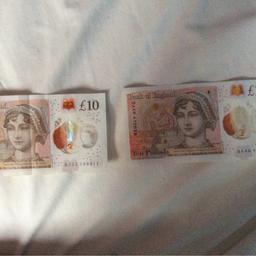 They are £10 pound note and one is BJ33,BA46