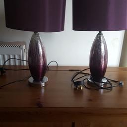 two purple and silver table lamps from Next