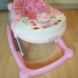 baby walker pink
different height settings
excellent condition, well looked after
plays music and lights up
activity tray can be removed
collapsable for storage
from pet free and smoke free home
collection only 