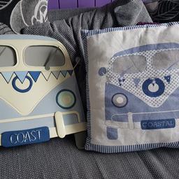 metal painted VW Camper wall art and Pillow collection only please