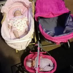 2x babies
Swinging basket
Mosey basket
Pushchair
Umbrella
Set of clothes
Accessories
A changing bag
Make a little girl happy wanted to sell them together as that's my daughters wish.