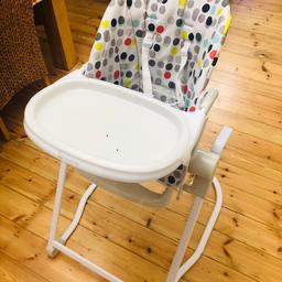 Immaculate condition used very little and I n the original box. Retails at £70.

I am looking for £35 ONO

* Height adjustable to 5 positions
* Light weight and folds down to flat compact size for easy 
* travel and storage (half the size of any other high chair)
* Removable cushion cover, washable at 30 °C
* Removable and dishwasher-proof tray
* 5-point harness for complete safety
* Footrest for baby
* For use up to the age of 3 1/2 or 15kg in weight.
