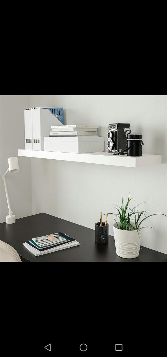 5 white IKEA floating shelves 110cm length in RM20 Ockendon für 45,00