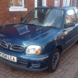 Blue 2001 Nissan Micra - 3 door Automatic 
1.0 16 valve automatic 
67000 mileage 
12 months MOT till 06/10/2020
Power steering 
Pioneer CD radio 
Includes sport button on auto gearbox 
Just had new MOT
Full service includes auto gearbox filter and new CVT fluid service 
New brakes all round 
Good tread on all tyres 
Very reliable and economical car
Great for new driver 
Cheap to run and insure