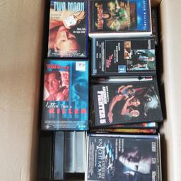 Biete einen Karton voll VHS Filme an. Sie wurden geschaut und sind im guten Zustand.
