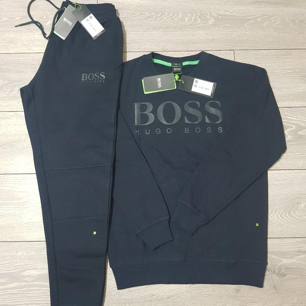 Black and green hugo clearance boss tracksuit