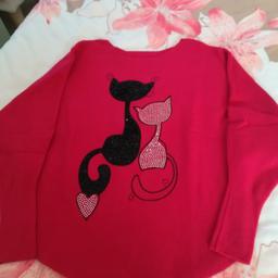 Roter Pullover mit Fledermaus Ärmel Gr. 36