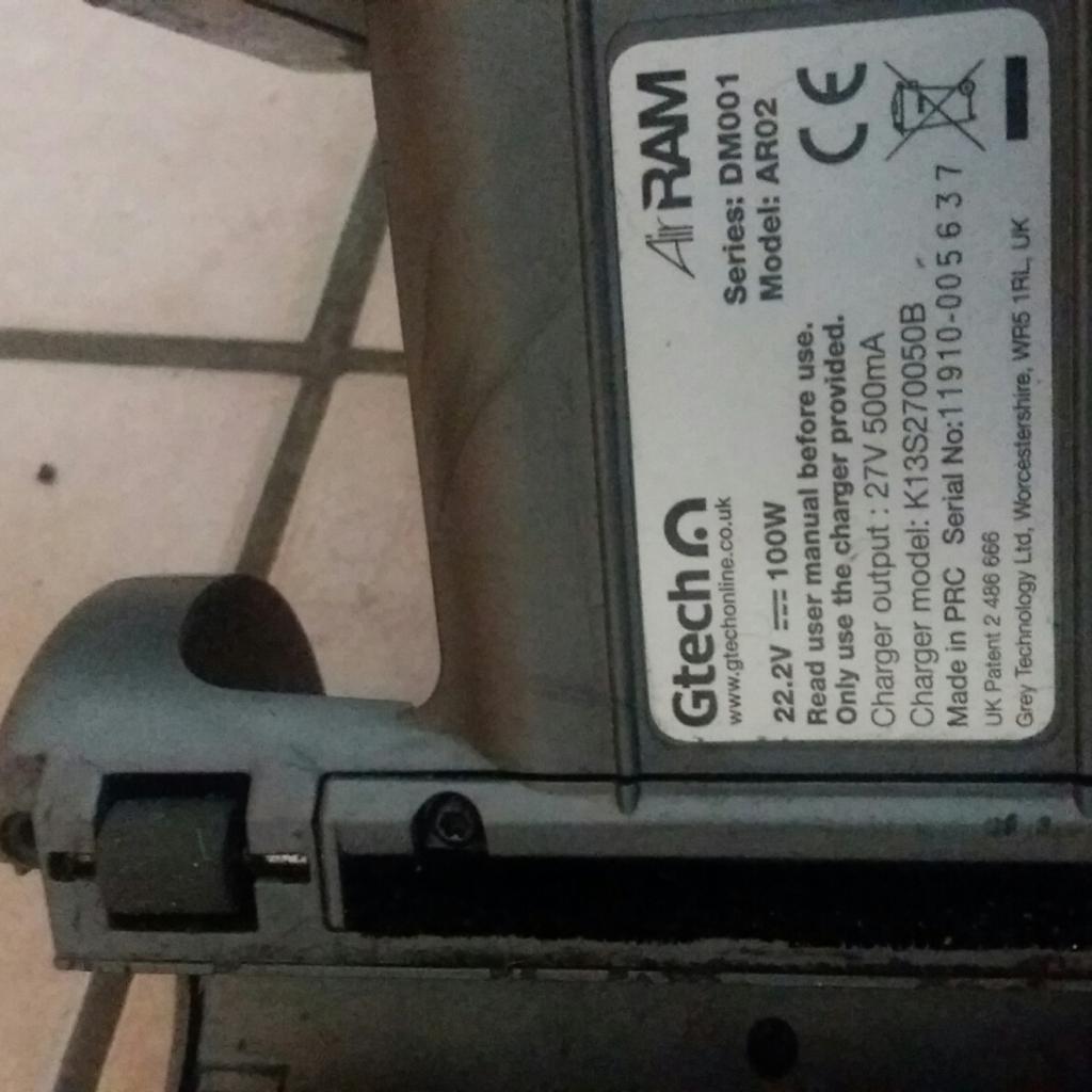 gtech AR02.DM001.air ram 22v.spares/repair. in L11 Liverpool for £15.00