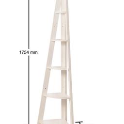White 5 tier Riva Scandinavian Ladder shelf (decorations in image not included)
H 1m 75 cm
W 34 cm
D 34 cm
Brand new, not even taken out of packet (bought by mistake for £45)
