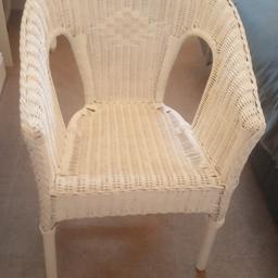 Wicker chair hand painted in white. I have only given it one coat of white and it looks ok though would probably look even better with another coat.
In all round good condition.
Collection New Ferry