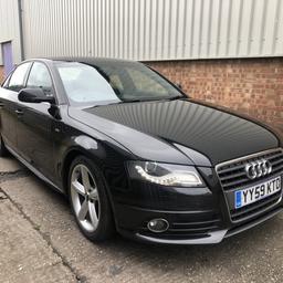 Audi A4 S-Line
2009 - 59 Reg
2.0 TFSI
Black
6 Speed Manual
140k With Full Service History
MOT - 11/02/2020
18" S Line Alloy Wheels
S-Line Half Black Leather and Suide Seats
Heated Front Seats
7" Multi Media Screen
DayTime Running Lights
2 x Original Key Fobs
Cruise Control
Auto Start/Stop
Air Conditioning
Auto Lights
Auto Wipers
Climate control
Centre Armrest
Rear Armrest
Electric Windows
Electric Heated Mirrors
Steering Controls
Cd/Mp3/DAB
Aux Port
SD Card Slot
£4500
Excellent Condition