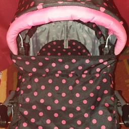 Beautiful Pink/Black Polka Dot Dolls Pram Immaculate Clean Condition Never Been Outside Only Inside And Not Played With That Often Really Due To Having To Many Like Me With Real Ones Lol Collection Only FRODSHAM Cant Deliver Sorry As I Dont Drive.