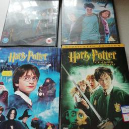 Four Harry Potter dvds goblet of fire prisoner of Azkaban philosophers stone chamber of secrets I have more  dvds I think they are more Harry Potter ones but I will check 