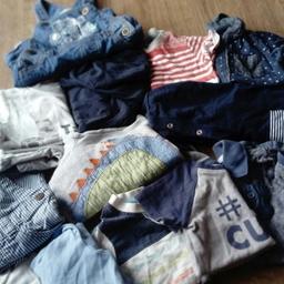 6-9 & 9-12 months. 6 t-shirts 👕 1 shorts, 1 jeans, 1 jogging bottoms, 1 jumper, 1 romper, 3 dungarees, 1all In one, 1 grow, 2 vest, 1pj bottoms