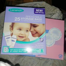 Brand new 25pack beast milk storage bags /never open/ +  gratis breast pads (I took just a few from 40 pack box)