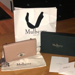 Genuine Mulberry Bayswater Nude Leather clutch on silver chain (removable) 

signature postman’s lock

Used once - practically new in pristine condition. 

Width 20cm Height 11cm depth 3cm 

Box and duster bag comes with it - RRP £495