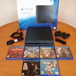 PS4 1TB ULTIMATE EDITION BUNDLE. PS4 IN IMMACULATE CONDITION. IN FULL WORKING ORDER. HARDLY USED. ALL CABLES AND 1 CONTROLLER INCLUDED. RESTORED TO FACTORY SETTINGS. LATEST 7.0 SOFTWARE INSTALLED. ORIGINAL PACKAGING IN EXCELLENT CONDITION. 6 GAMES AS SHOWN. ALL GAME DISCS IN IMMACULATE CONDITION, NO MARKS OR SCRATCHES.