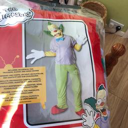 Men’s Crusty the Clown fancy dress outfit by Rubies.  Size XL.  Includes head, top, trousers gloves and shoe covers.  Used once for about 2 hours. 

Smoke free pet loving home.  Collect Patchway, Bristol nr Mall. Advertised elsewhere.