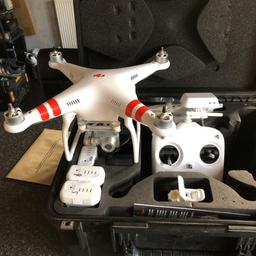 Phantom 2 version 3 vision plus control camera from controller 1080p remote gimball camera WiFi extender rechargeable remote control 5 batteries version 3 more lift power upgraded motors further distance stronger connection GPS enabled drone well looked after comes in a series 1 waterproof hard case