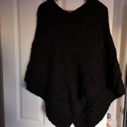 Marks and Spencers wool poncho, one size. Black Wool with v neck and back. Worn once