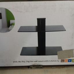 Two shelves wall mount glass heavy duty shelves for mounting under wall mount tv Brand new.