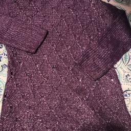 ladies long purple hand knitted jumper used in excellent condition. size medium. collection only