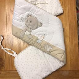 Mothercare crib set that includes: bumper, coverlet  fleece back, 2 fitted sheet made from  100% cotton

Embroidered bumper front 

Beautifully detailed and ideal for newborn 
Machine washable

Everything is in great condition as my baby didn’t sleep in the crib.

Collection from Bermondsey Se164tx