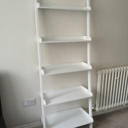 Selling this Leaning Bookcase in white, from clean pet free smoke free home in perfect condition. Pick up from Pimlico, price negotiable. Think we got it from Habitat originally.